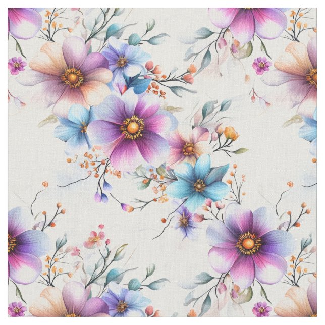 Rainbow Flowers Fabric (Close Up)