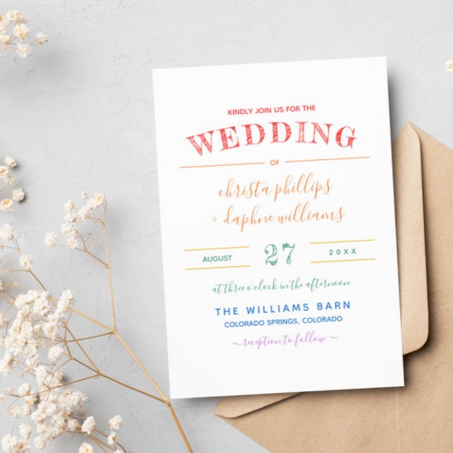 Rainbow Flowers Gay Lesbian Wedding Invitation (Creator Uploaded)