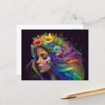 Rainbow Flowers & Hair Woman