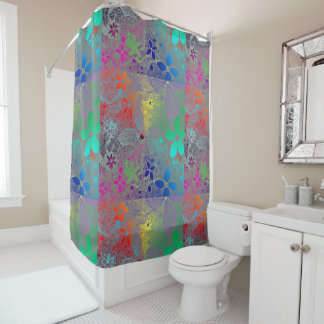 Rainbow Flowers In Lace Shower Curtain