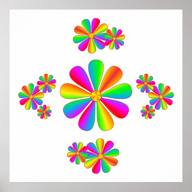 Rainbow Flowers Poster (Front)