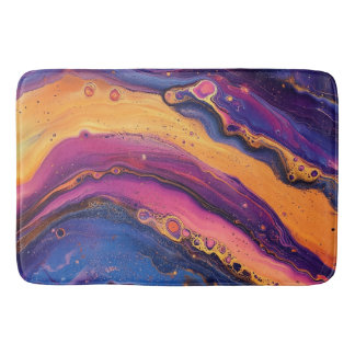 Rainbow Fluid Pour Purple & Orange Colourful Bath Mat