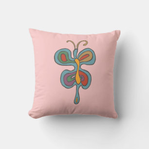 Rainbow Flutterfly Throw Pillow