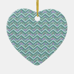Rainbow Foil ZigZag Pattern Ceramic Tree Decoration