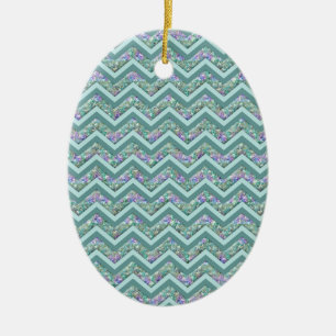 Rainbow Foil ZigZag Pattern Ceramic Tree Decoration