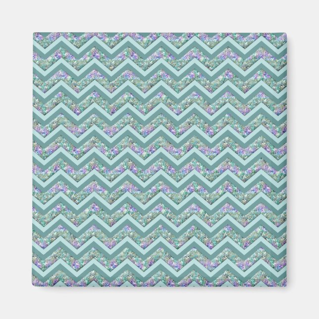 Rainbow Foil ZigZag Pattern Magnet (Front)