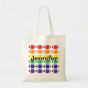 Rainbow Football with Name Tote Bag