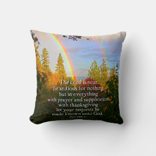 Rainbow Forest Christian Scripture Bible Verse Cushion