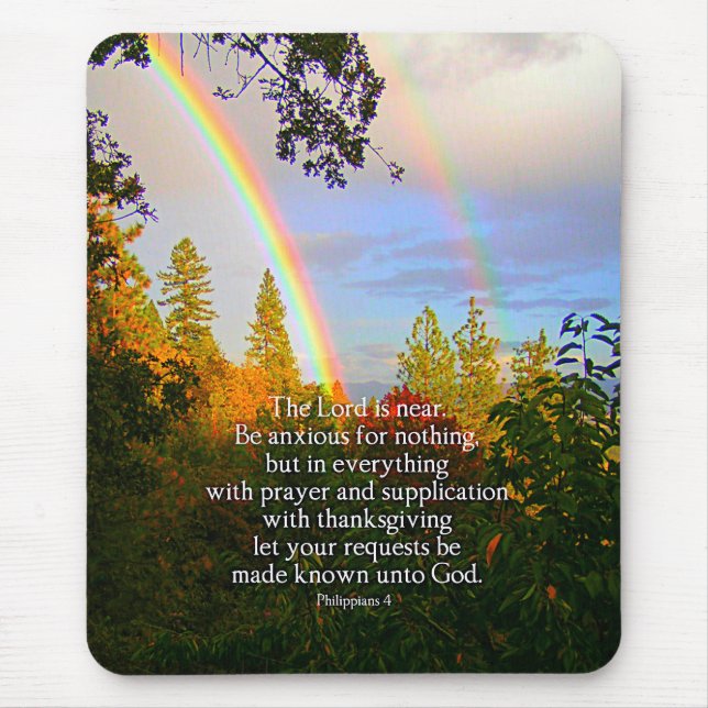 Rainbow Forest Christian Scripture Bible Verse Mouse Pad (Front)