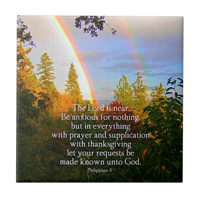 Rainbow Forest Christian Scripture Bible Verse Tile (Front)