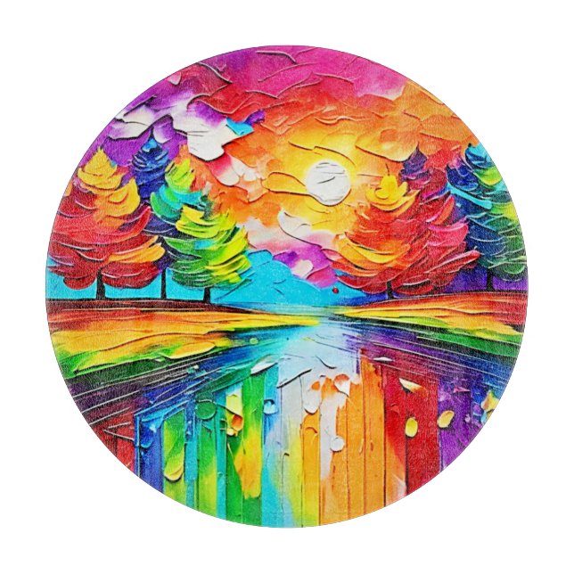 Rainbow Forest Sunset Dreams Cutting Board (Front)