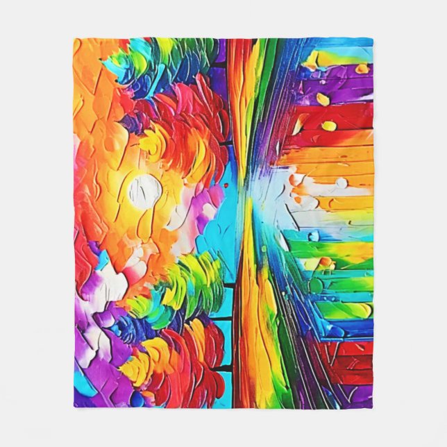 Rainbow Forest Sunset Dreams Fleece Blanket (Front)