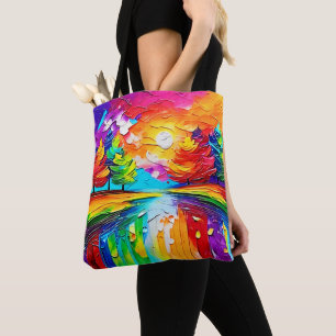 Rainbow Forest Sunset Dreams Tote Bag