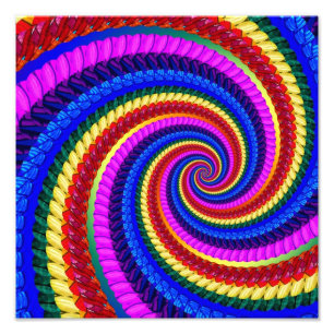Rainbow Fractal Art Swirl Pattern Photo Print