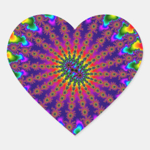 Rainbow Fractal Burst Heart Sticker