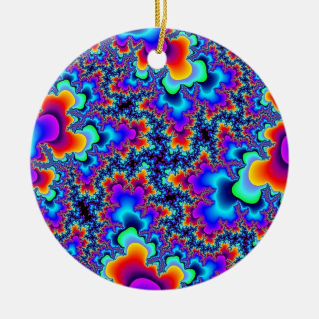 Rainbow Fractal Ceramic Tree Decoration (Front)