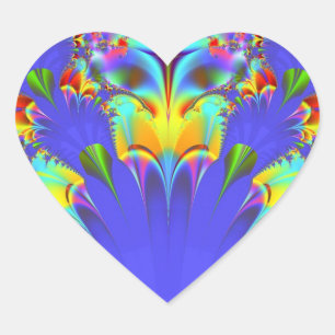 Rainbow fractal heart sticker