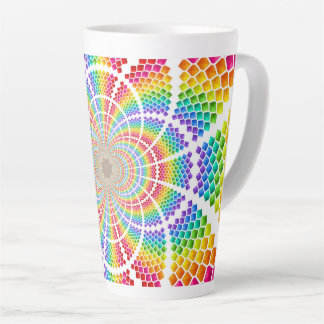 Rainbow fractal latte mug