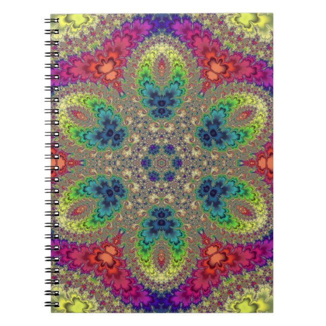 Rainbow Fractal Mandala Notebook (Front)