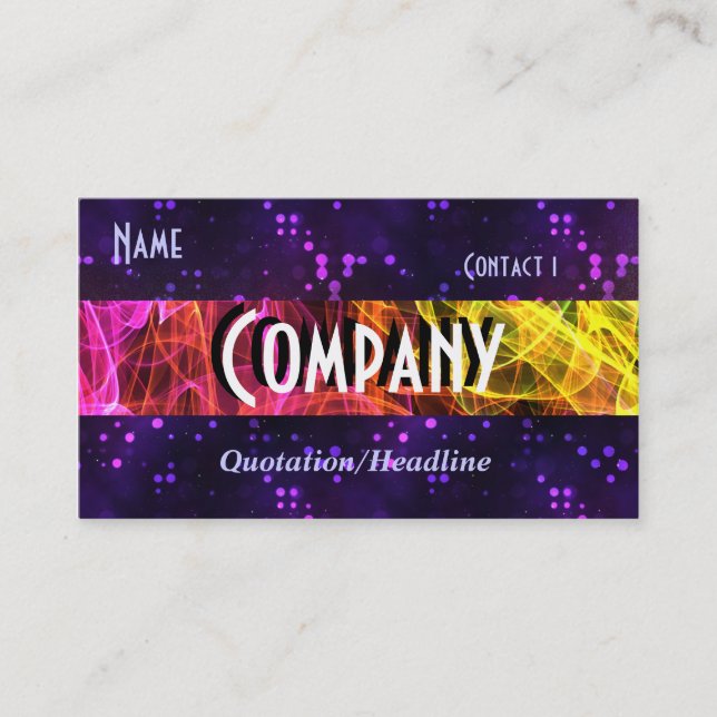 Rainbow Fractal Smoke and Purple Glitter Business Card (Front)