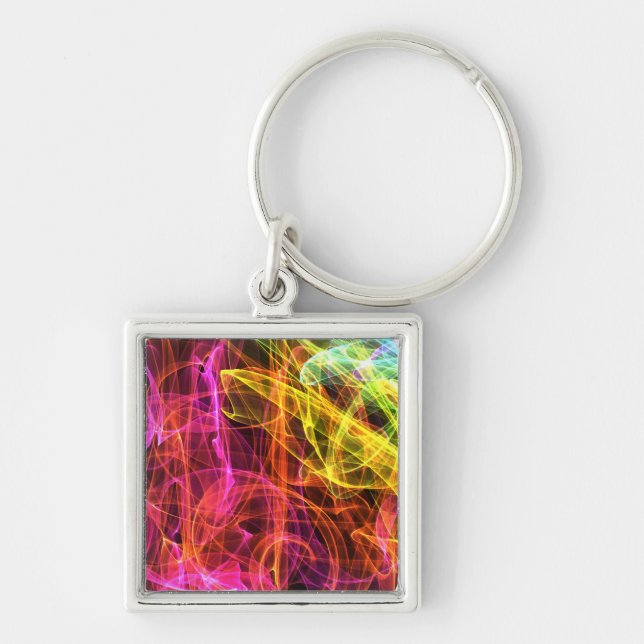 Rainbow Fractal Smoke Key Ring (Front)