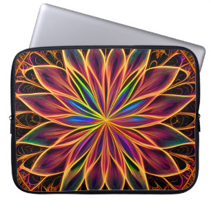 Rainbow Fractal Style Flower Art Laptop Sleeve