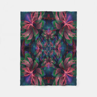 Rainbow Fractal Water Lily in a House of Mirrors Fleece Blanket