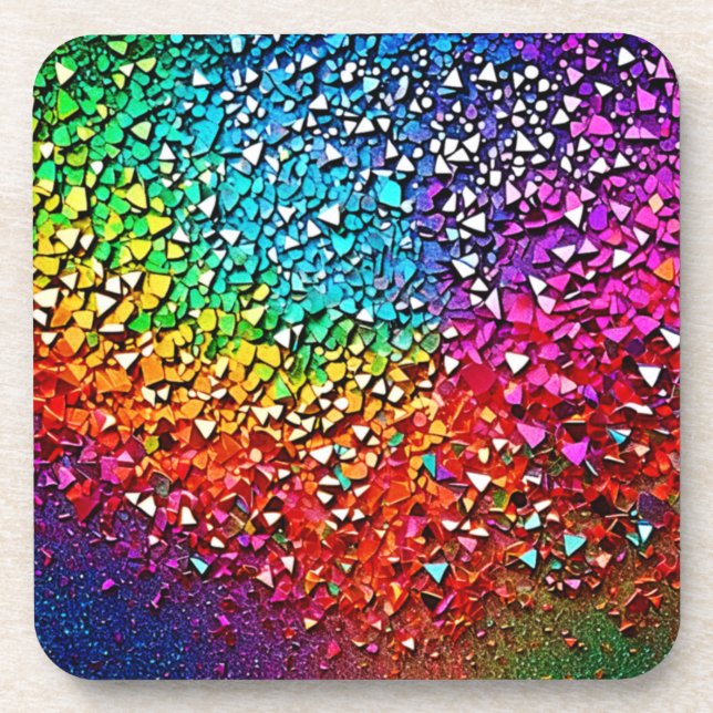 Rainbow Fragment Mosaic Coaster (Front)