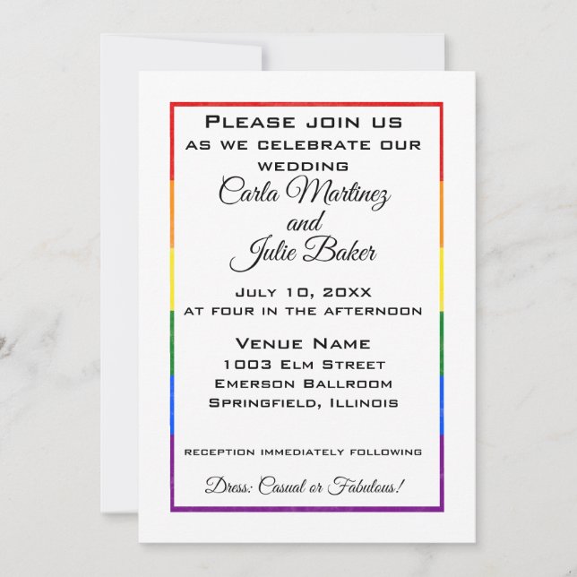 Rainbow Frame Wedding Invitation (Front)