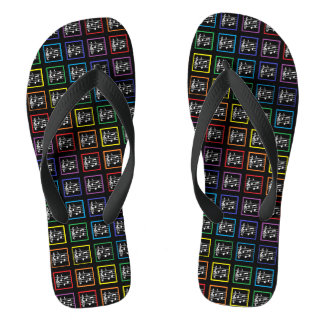 Rainbow Framed Musical Squares Black Jandals