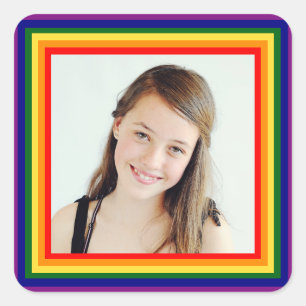 Rainbow Framed Photo - Square Sticker