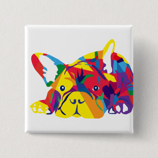 Rainbow French Bulldoge 15 Cm Square Badge