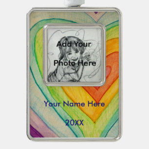 Rainbow Friendship Hearts Custom Art Ornaments