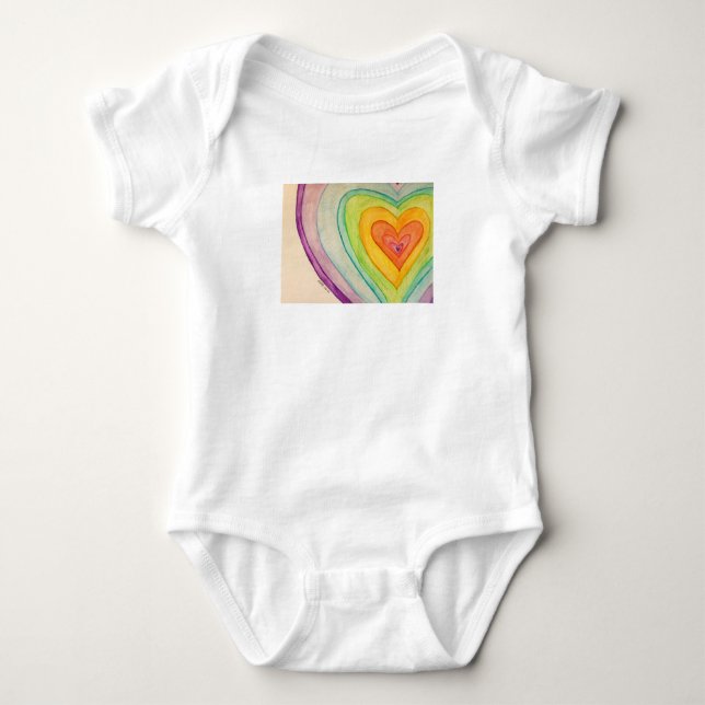 Rainbow Friendship Hearts Love Custom Art Bodysuit (Front)