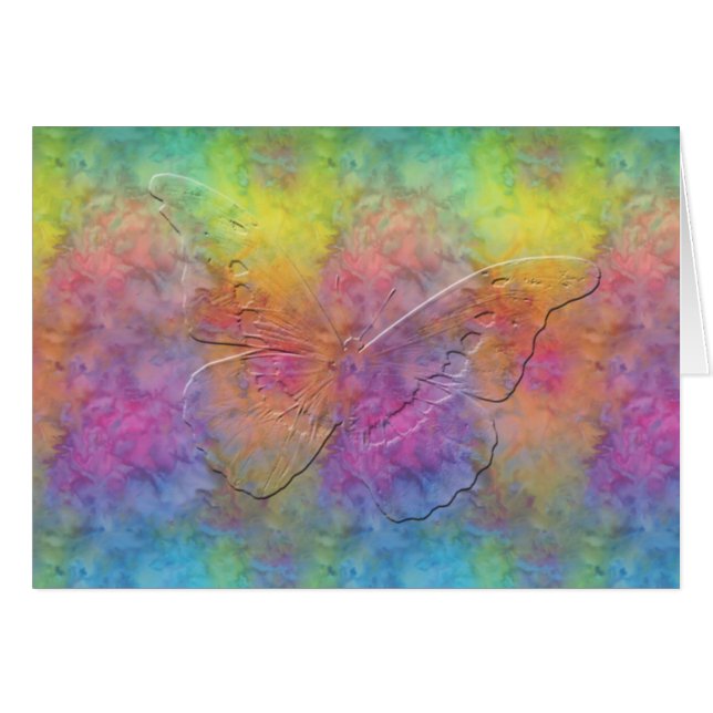 [Rainbow Frost] Tie-Dye Butterfly Card (Front Horizontal)