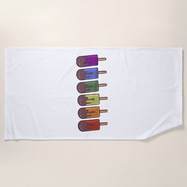 Rainbow Frozen pop Parade Beach Towel (Front)