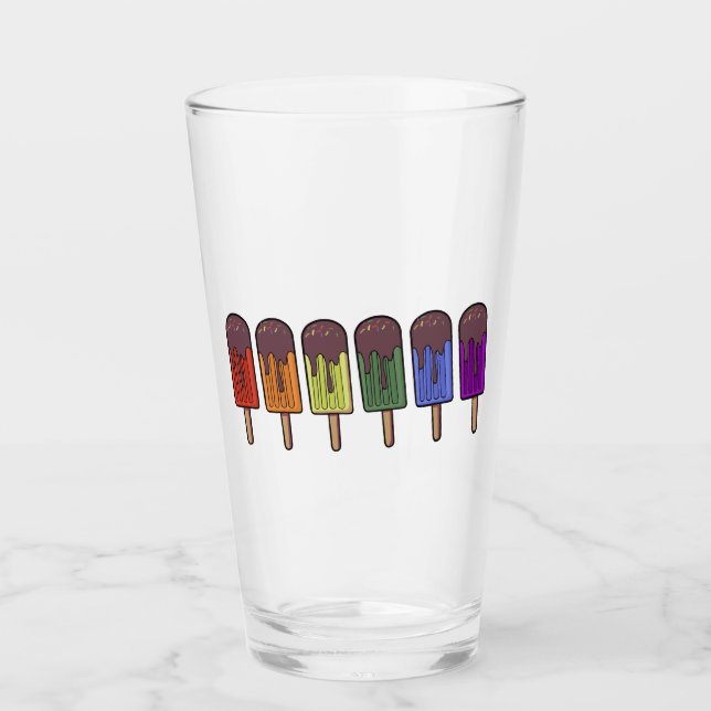 Rainbow Frozen pop Parade Glass (Front)