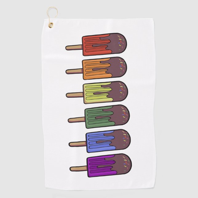Rainbow Frozen pop Parade Golf Towel (Front)