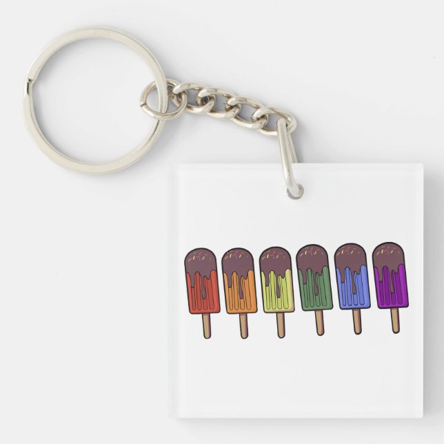 Rainbow Frozen pop Parade Key Ring (Front)