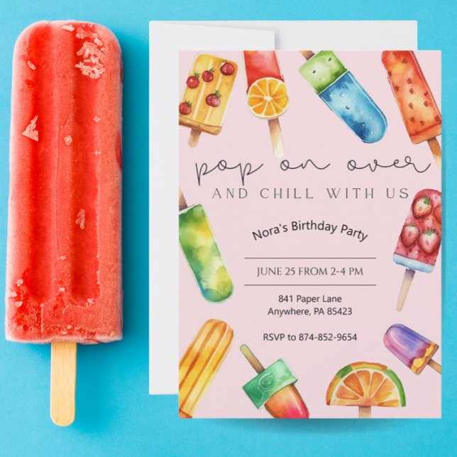 Rainbow Fruit Popsicle Birthday Party Invitation (Creator Uploaded)