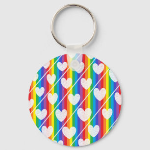 Rainbow Full of Hearts Keychain