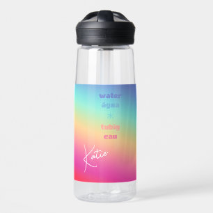 Rainbow Fun Chug, Name + 5 Custom Texts 25 oz Water Bottle