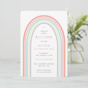 Rainbow Fun Kid's birthday party multi Invitation