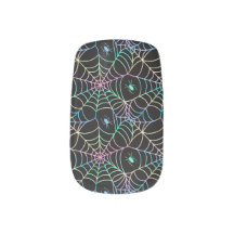 Rainbow Funky Spider Web Halloween Design Nails