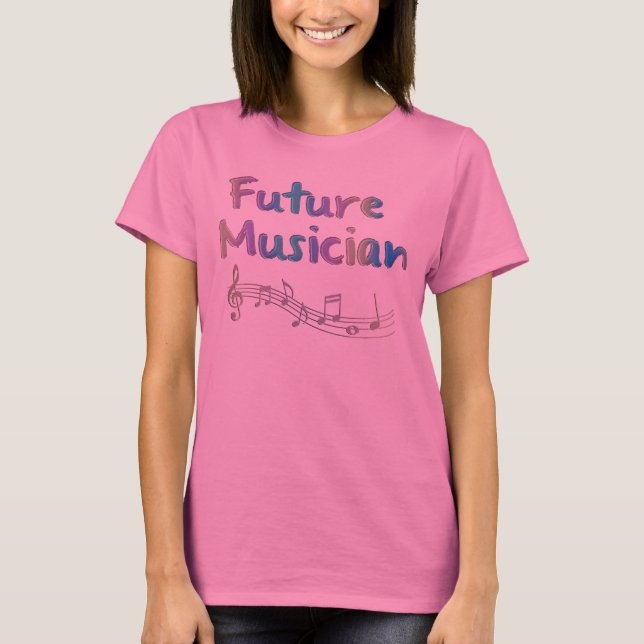 Rainbow Future Musician Musical Notes Maternity T T-Shirt (Front)