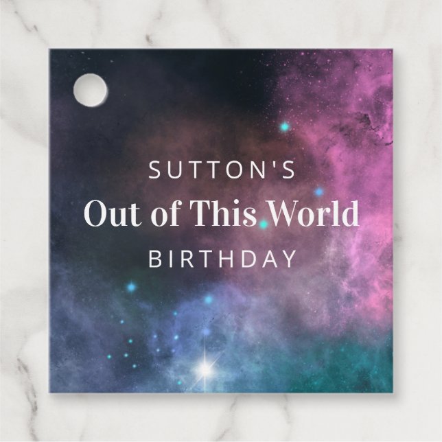 Rainbow Galaxy Birthday Favour Tags (Front)