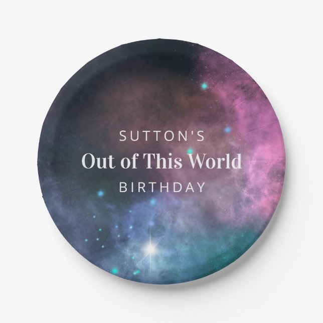 Rainbow Galaxy Birthday Paper Plate (Front)