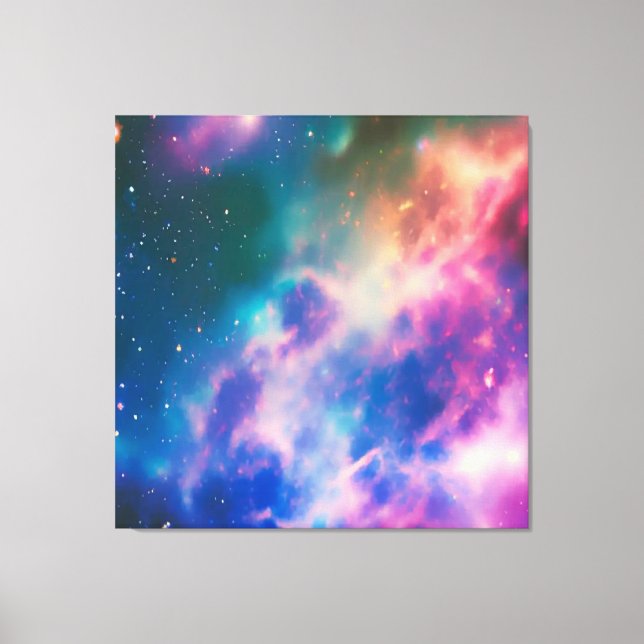 Rainbow Galaxy Blooming Stretched Canvas Print (Front)