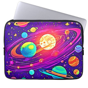 Rainbow Galaxy: Cartoon Fun Laptop Sleeve