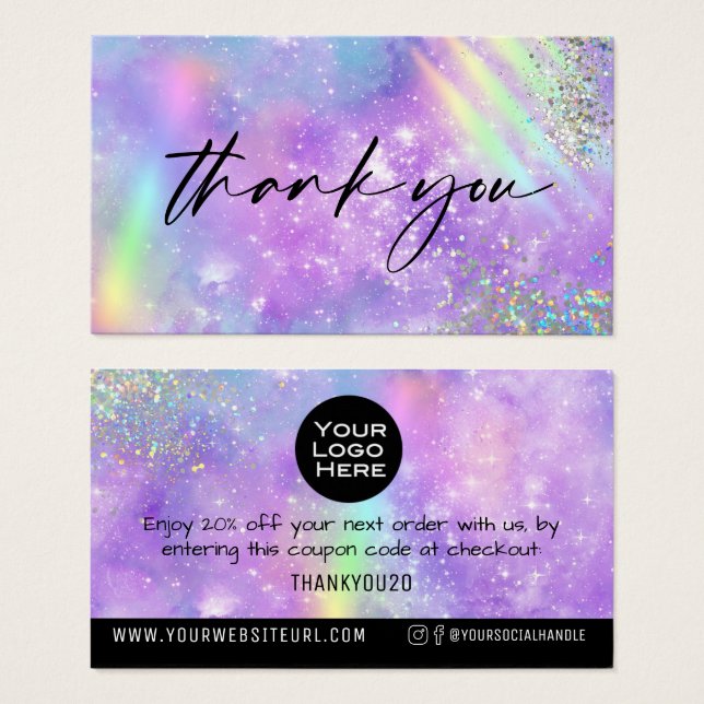 Rainbow Galaxy Thank You Customer Discount Insert (Front & Back)